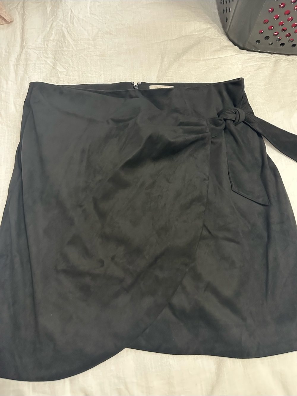 LOFT Black Wrap Mini Skirt with Side Tie